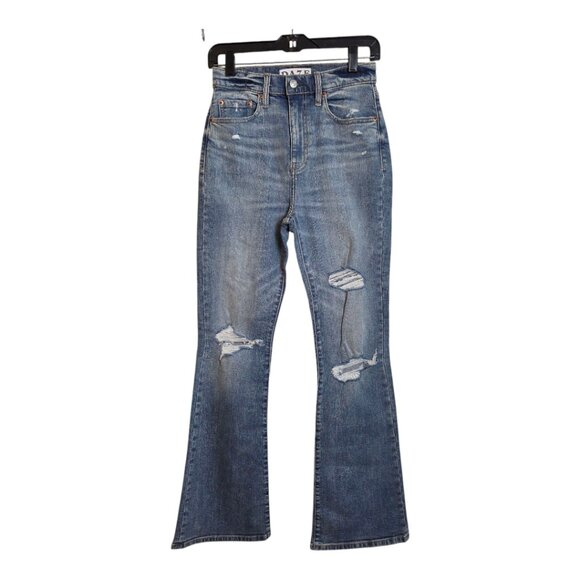 Daze Go Getter Jeans Distressed High Rise Flare Leg New Blue Size 26 - Picture 4 of 17